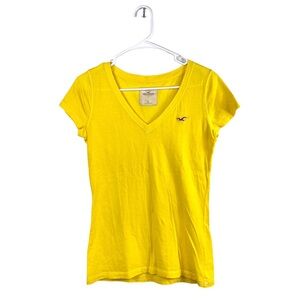 Hollister Yellow Tee V neck size S